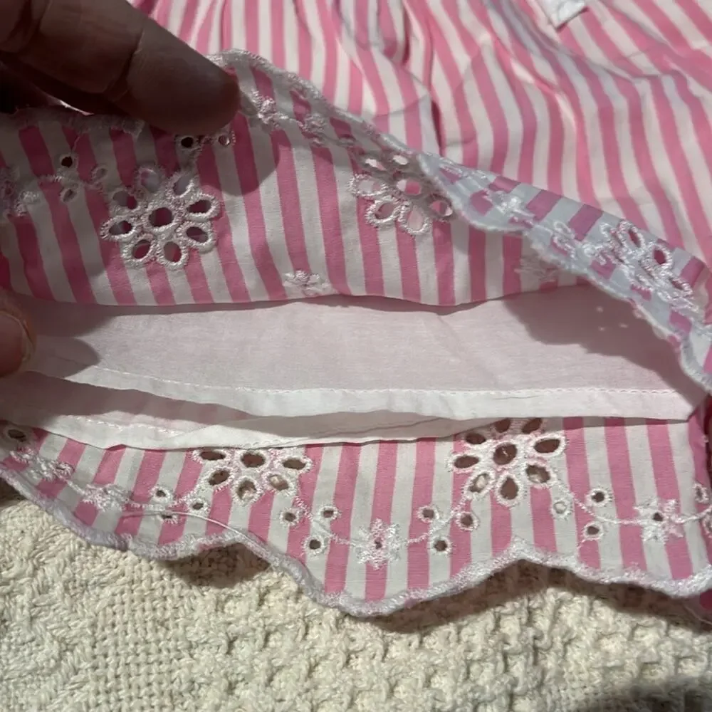 ralph Lauren 5 pink white stripe elastic waste lined short eyler hemline nwt